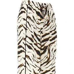 Satin pants with zebra-striped print