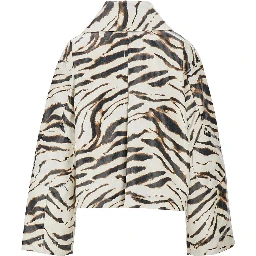 Coated fabric jacket with zebra-striped print
