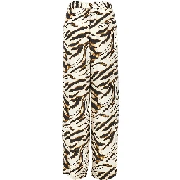 Satin pants with zebra-striped print