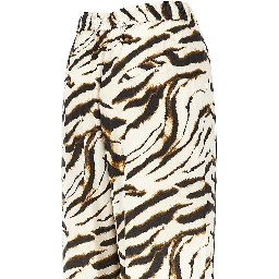 Satin pants with zebra-striped print