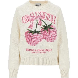 'Raspberries' wool-blend sweater