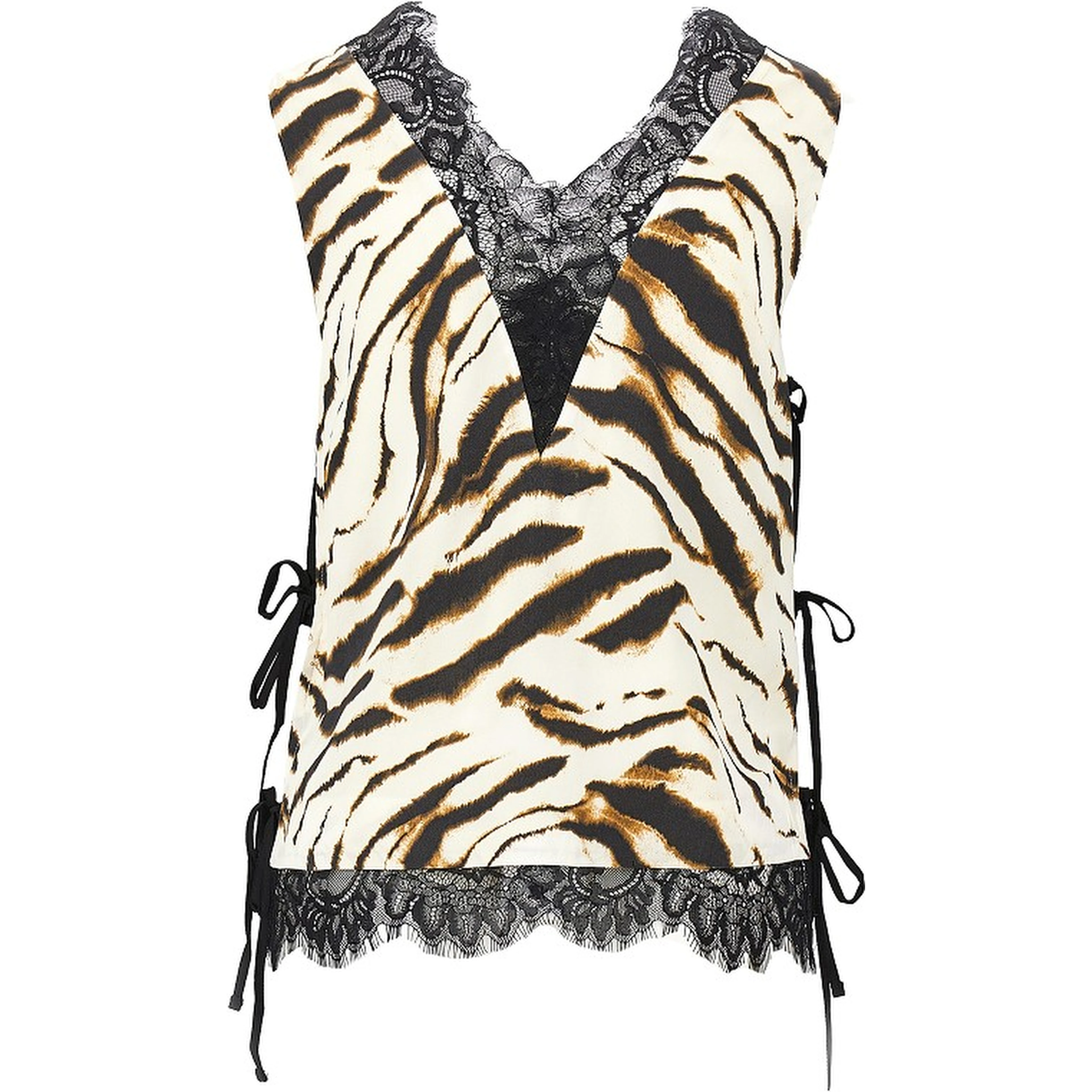 Satin top with zebra-striped print