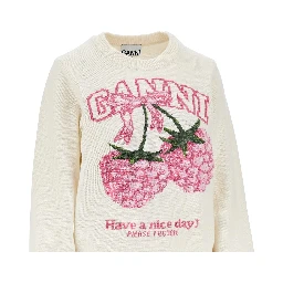 'Raspberries' wool-blend sweater