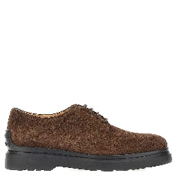 Suede leather laced shoes