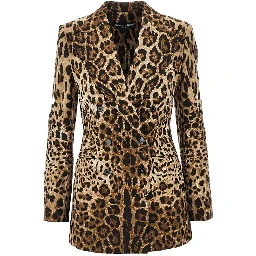 Double-breasted jacket with animal print