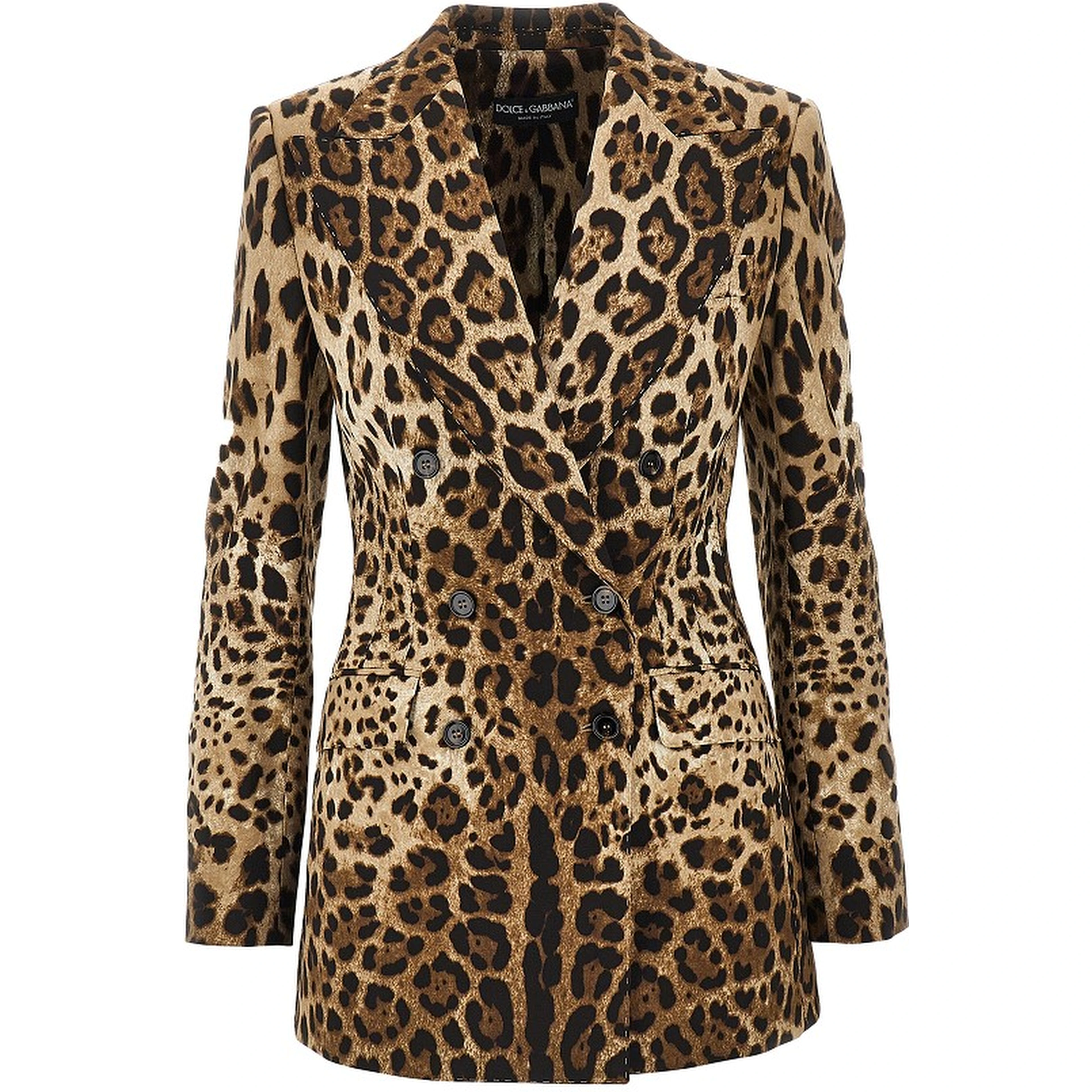 Double-breasted jacket with animal print