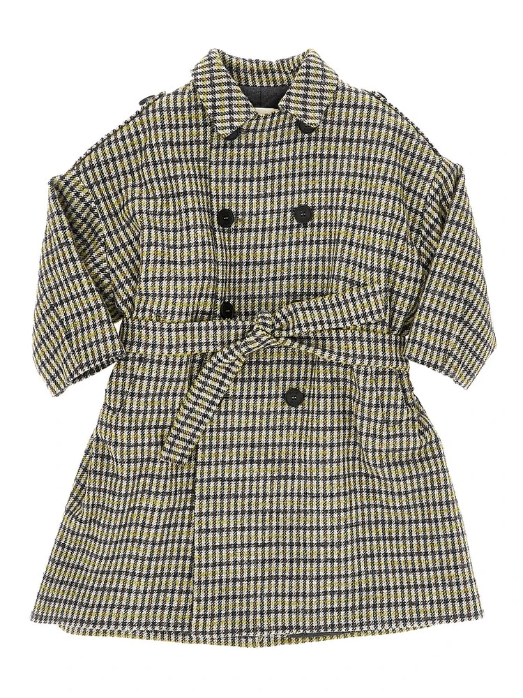 Check wool-blend coat