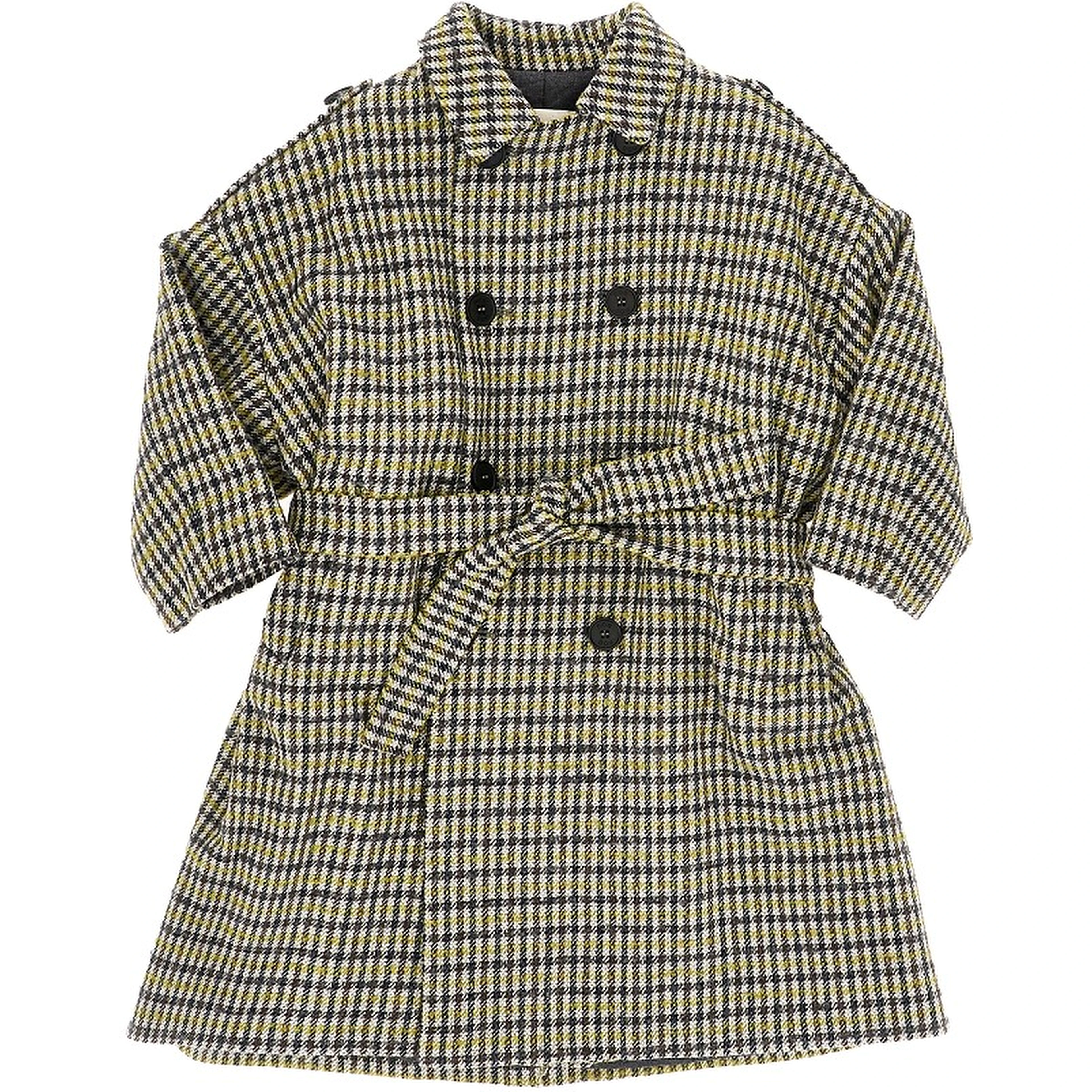 Check wool-blend coat