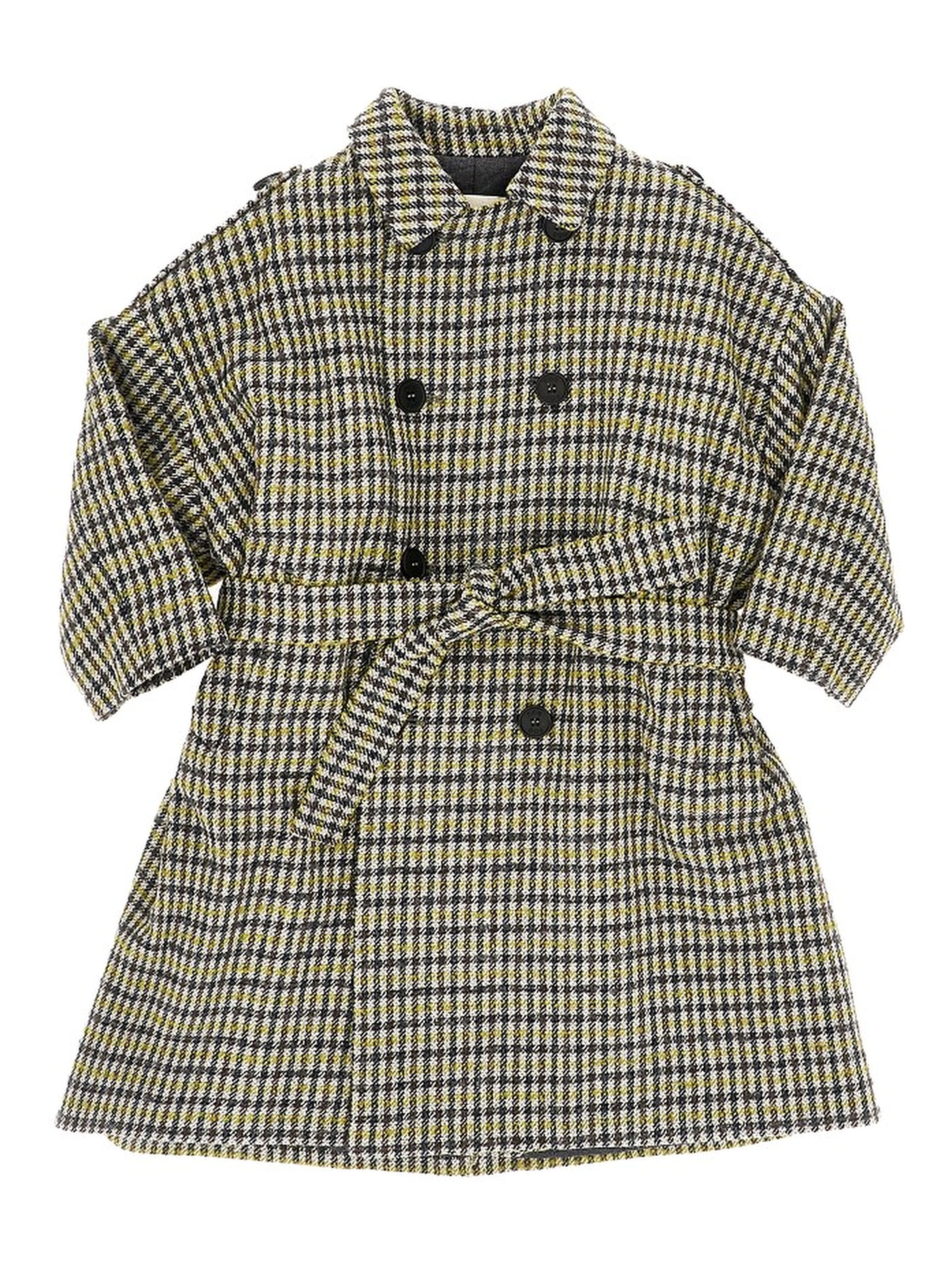 Check wool-blend coat