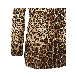Double-breasted jacket with animal print