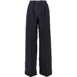 Stretch wool-blend wide-leg pants