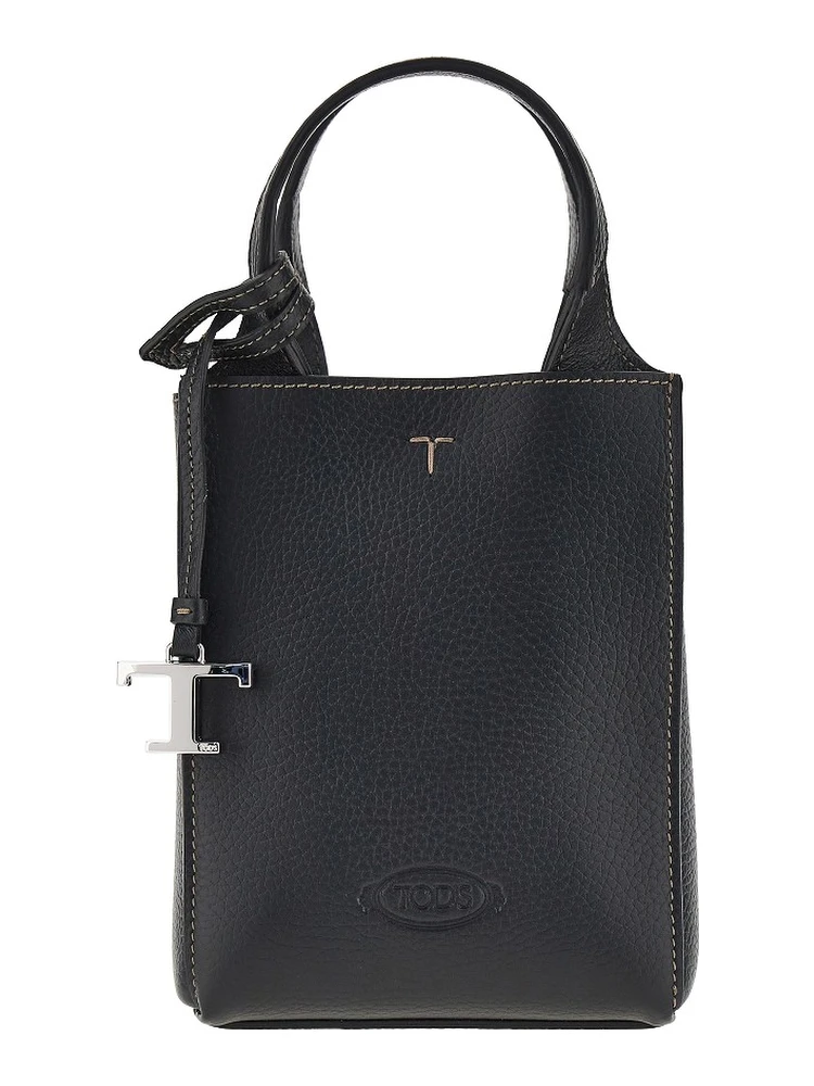 Grained leather micro tote bag