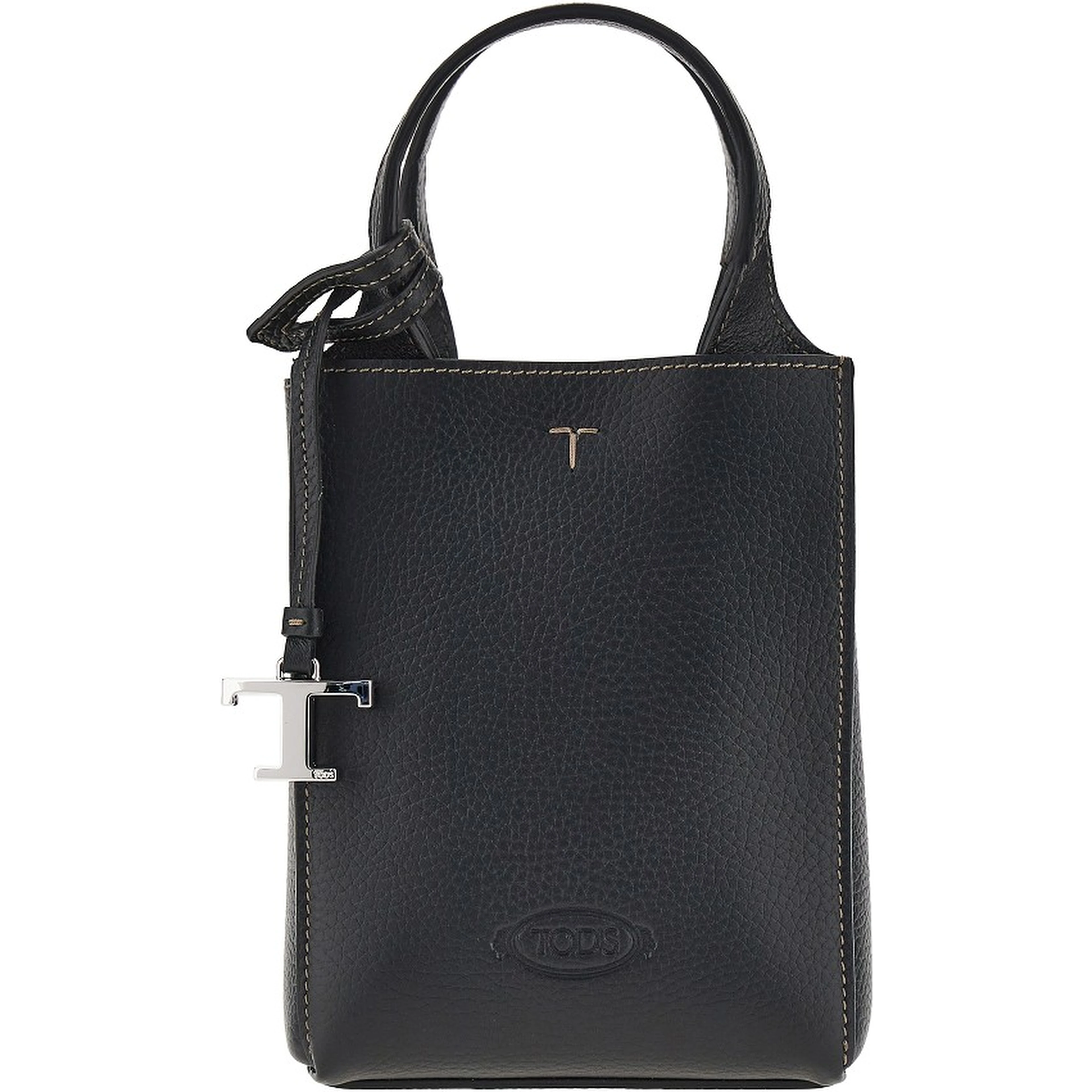 Grained leather micro tote bag