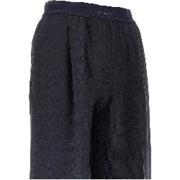 Stretch wool-blend wide-leg pants