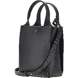 Grained leather micro tote bag