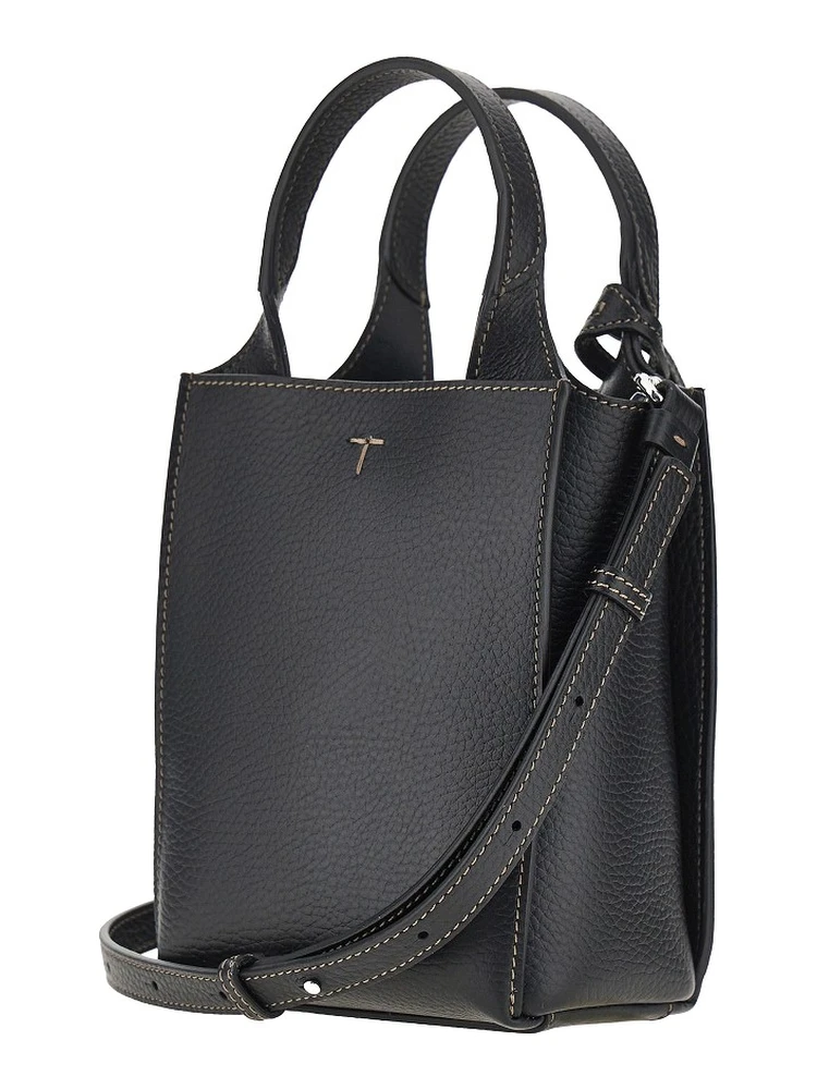 Grained leather micro tote bag alternative