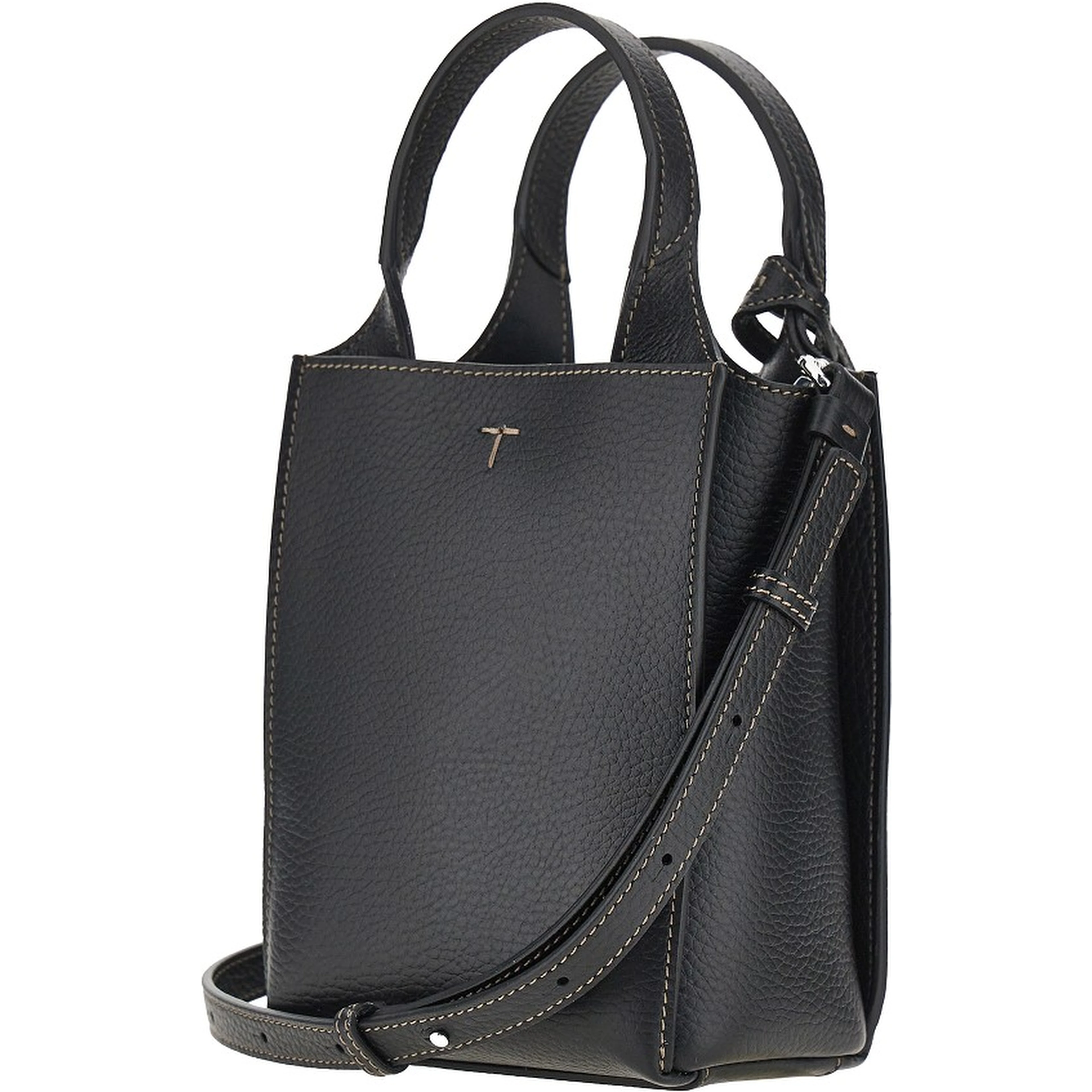 Grained leather micro tote bag