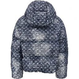 Denim-effect printed down jacket