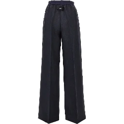 Stretch wool-blend wide-leg pants