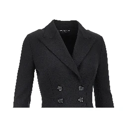 Stretch wool fitted double-breasted jacket