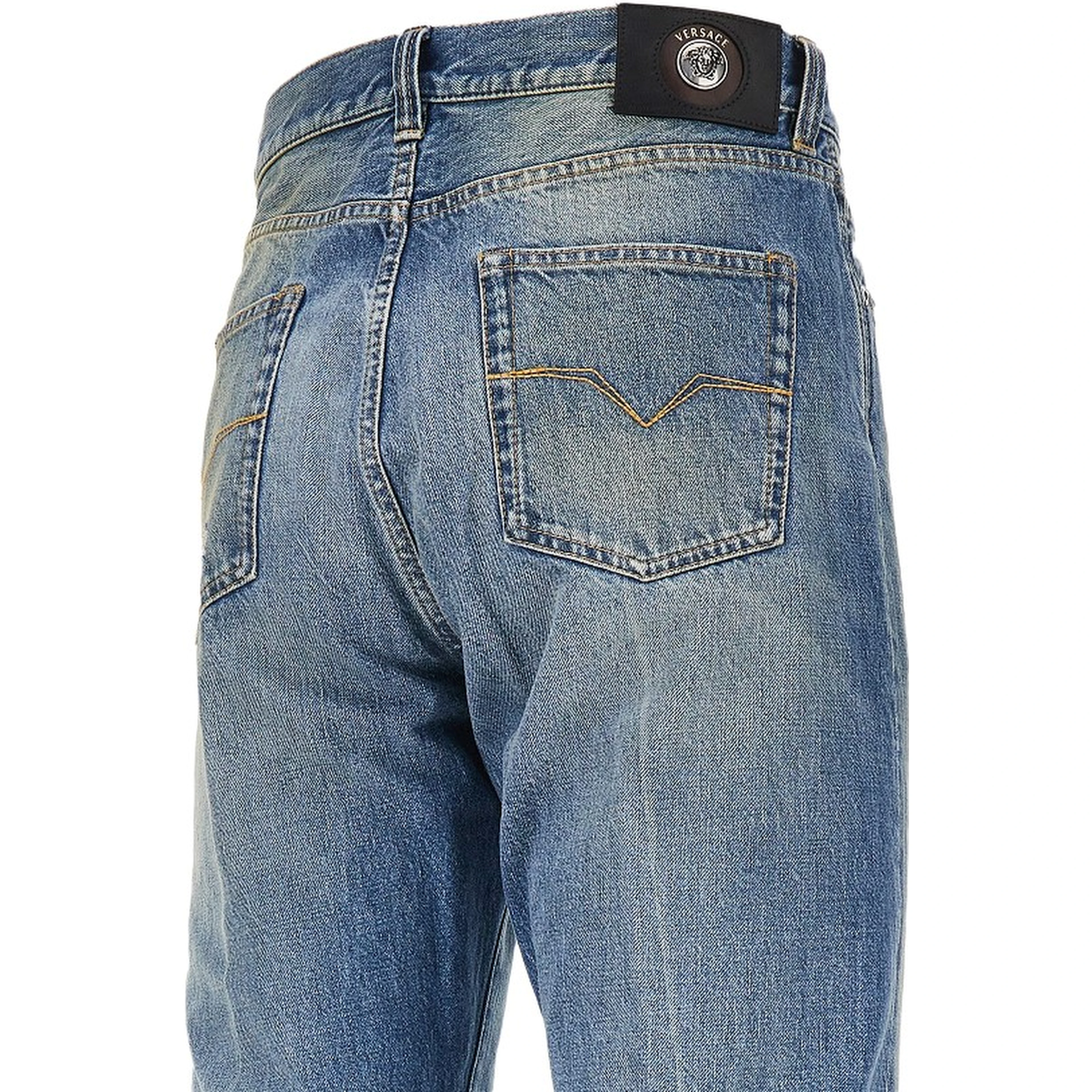 Cotton denim jeans with Medusa detail