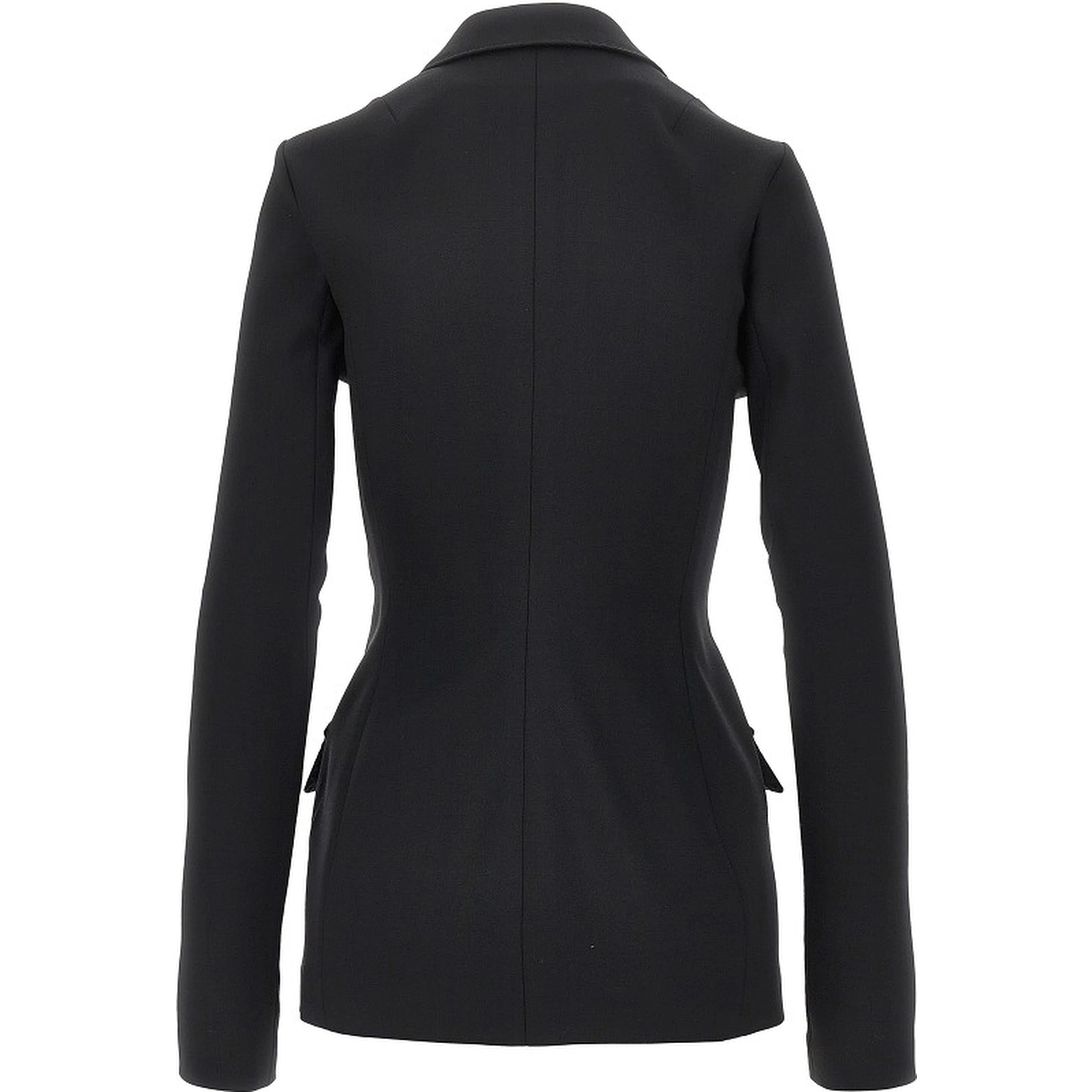 Stretch wool fitted double-breasted jacket