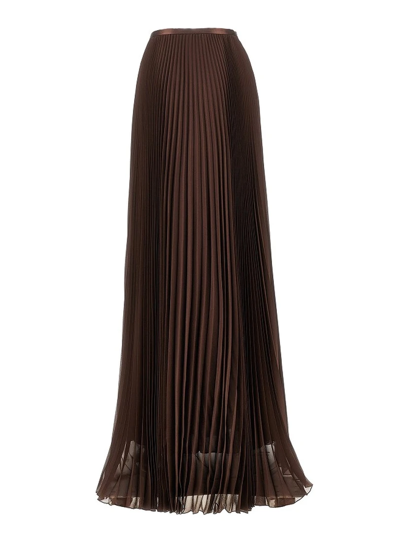 Pleated Crepe de Chine maxi skirt