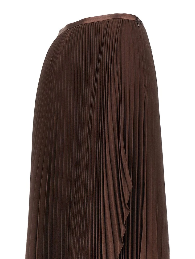 Pleated Crepe de Chine maxi skirt