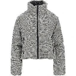 Tweed down jacket with detachable sleeves