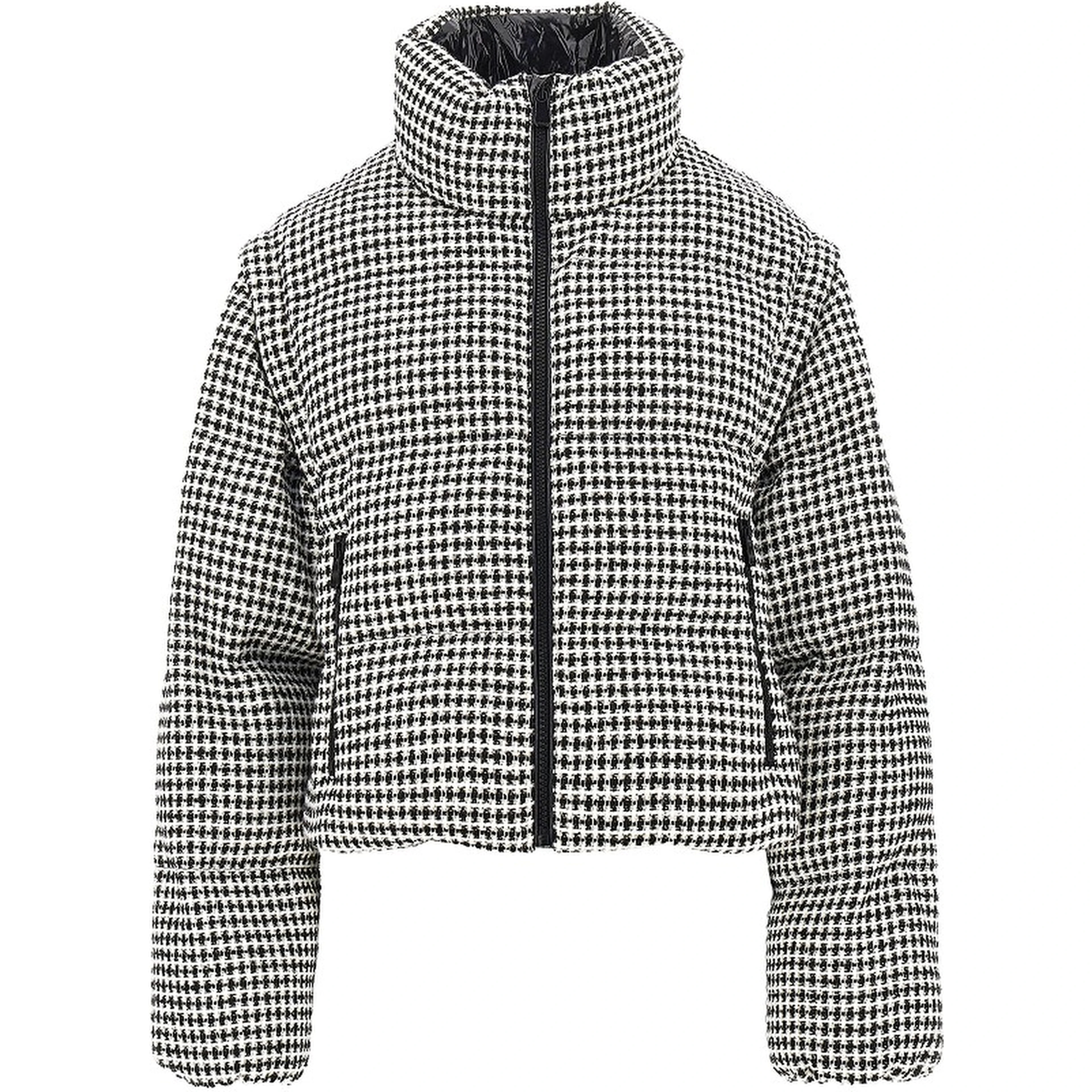 Tweed down jacket with detachable sleeves