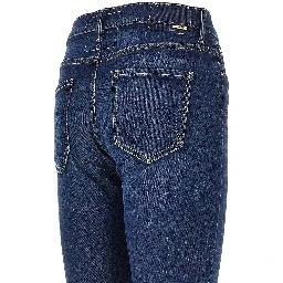 Stretch cotton denim slared jeans
