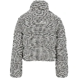 Tweed down jacket with detachable sleeves