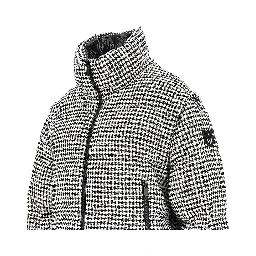 Tweed down jacket with detachable sleeves