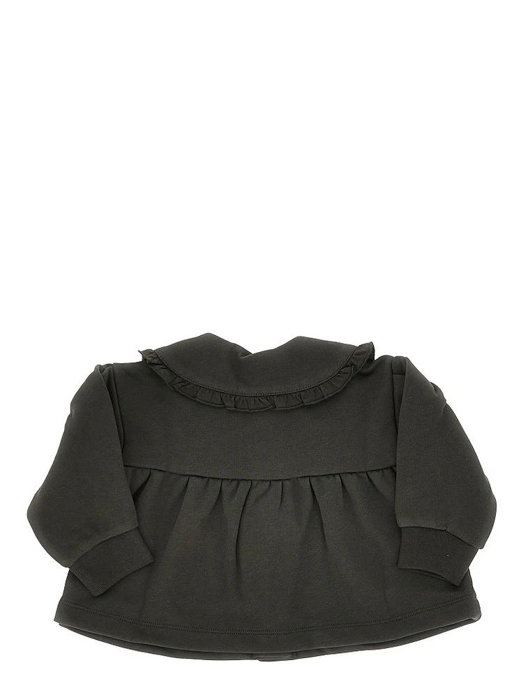 French terry jacket with ruffled collar alternative