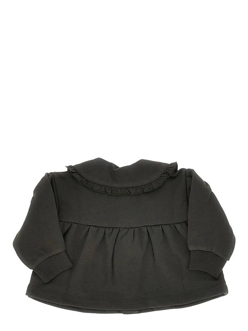 French terry jacket with ruffled collar
