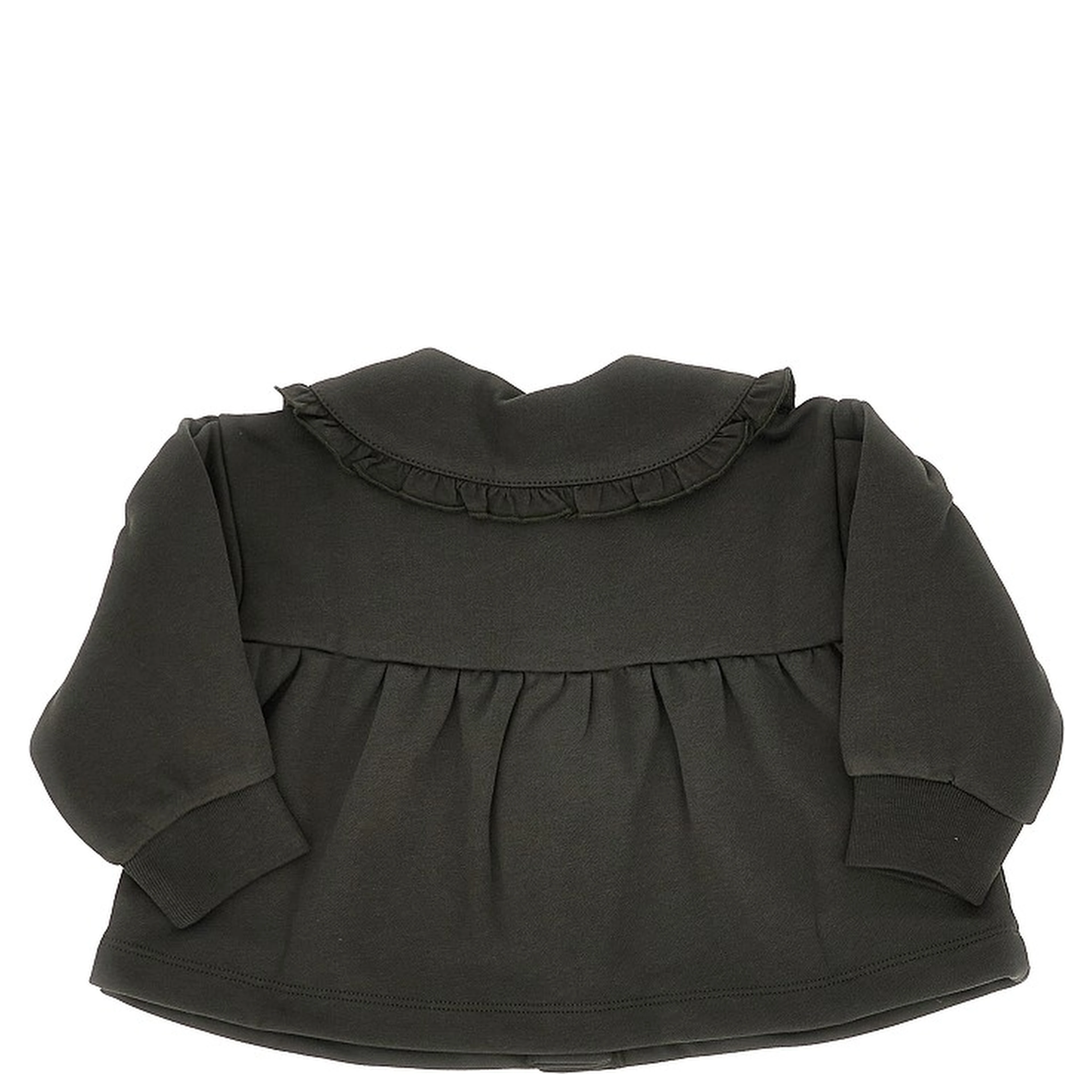 French terry jacket with ruffled collar