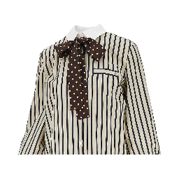 Striped shirt with silk bow