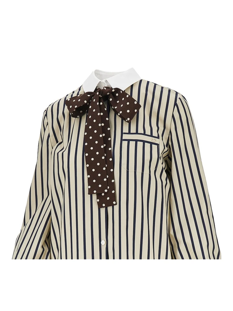 Striped shirt with silk bow alternative