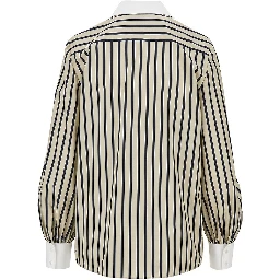 Striped shirt with silk bow