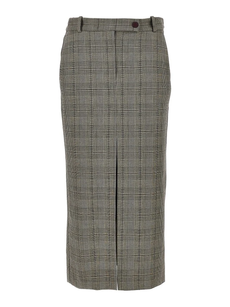 Wool-blend midi skirt with Check motif