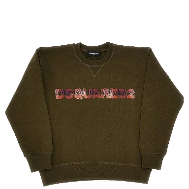 Check logo patch crewneck sweatshirt