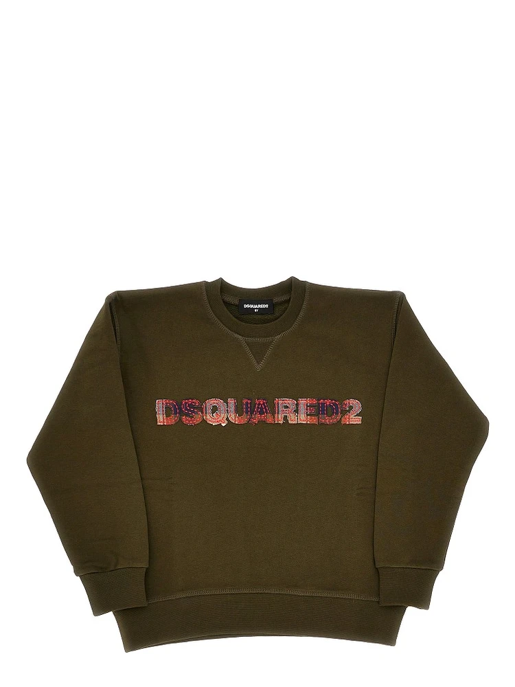 Check logo patch crewneck sweatshirt