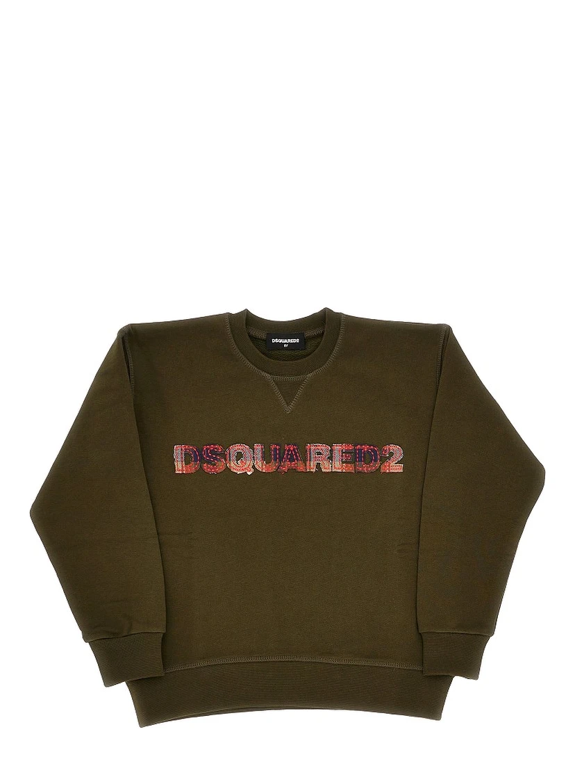 Check logo patch crewneck sweatshirt
