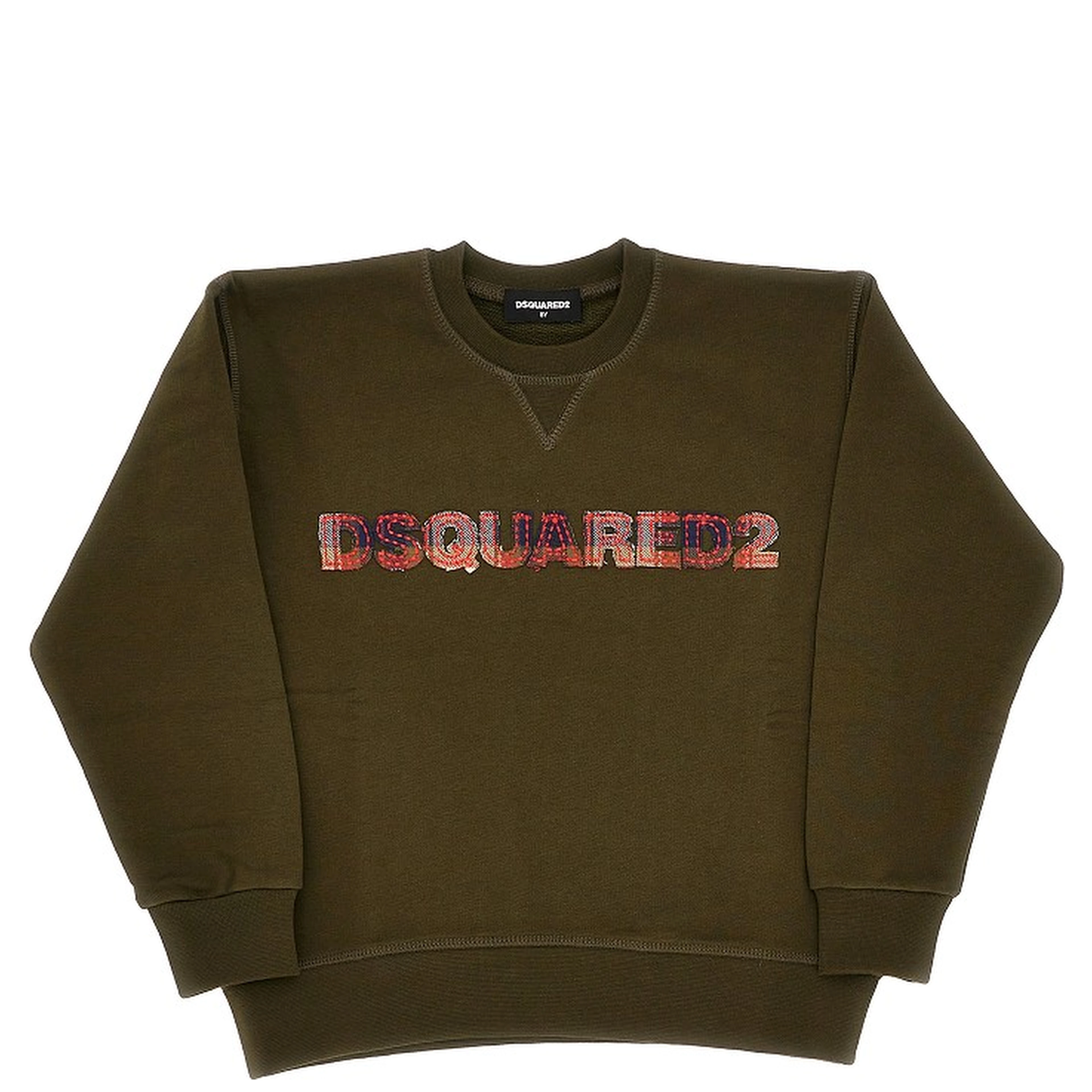 Check logo patch crewneck sweatshirt