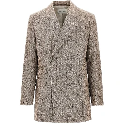 Double-breasted wool jacket with martingale