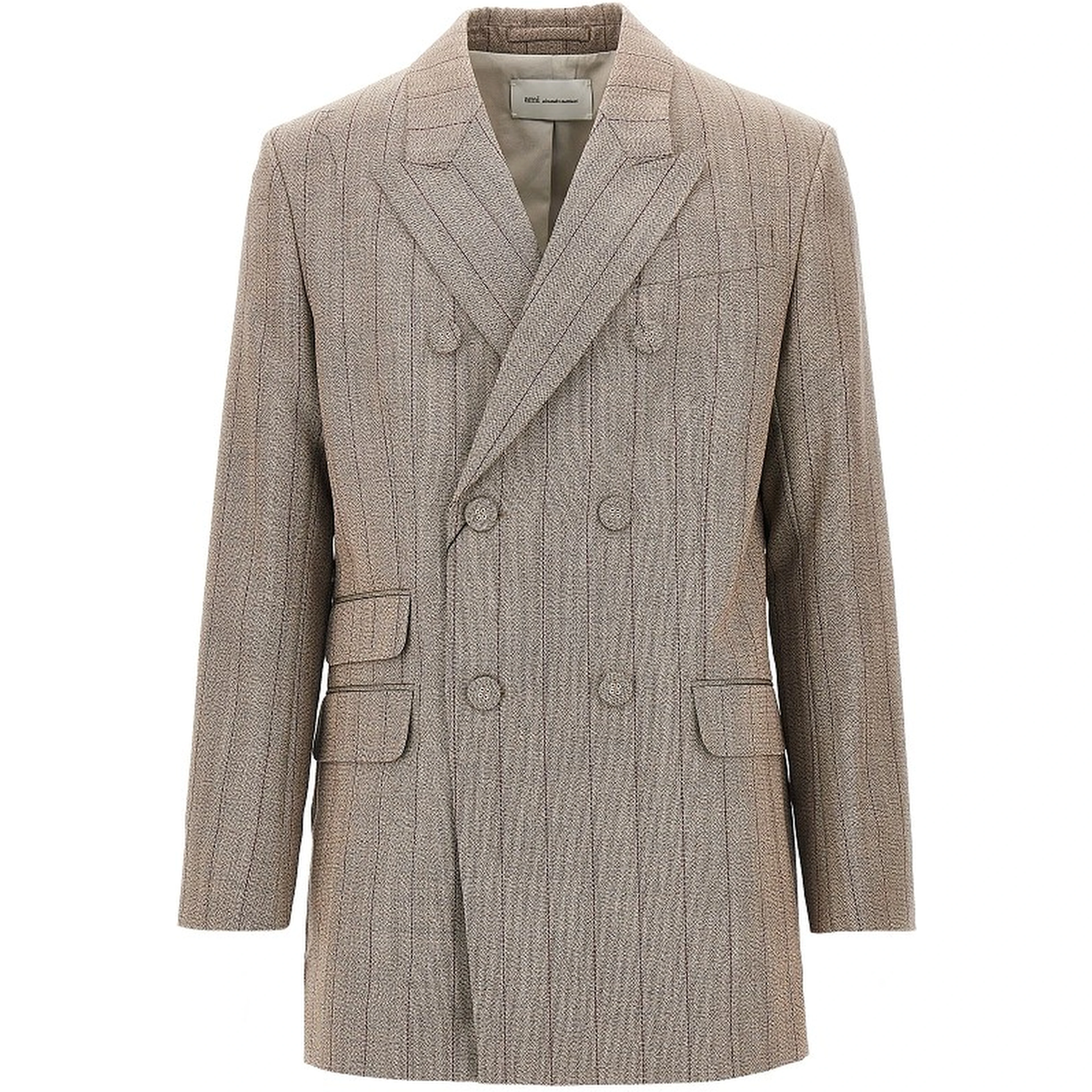 Double-breasted wool jacket with martingale