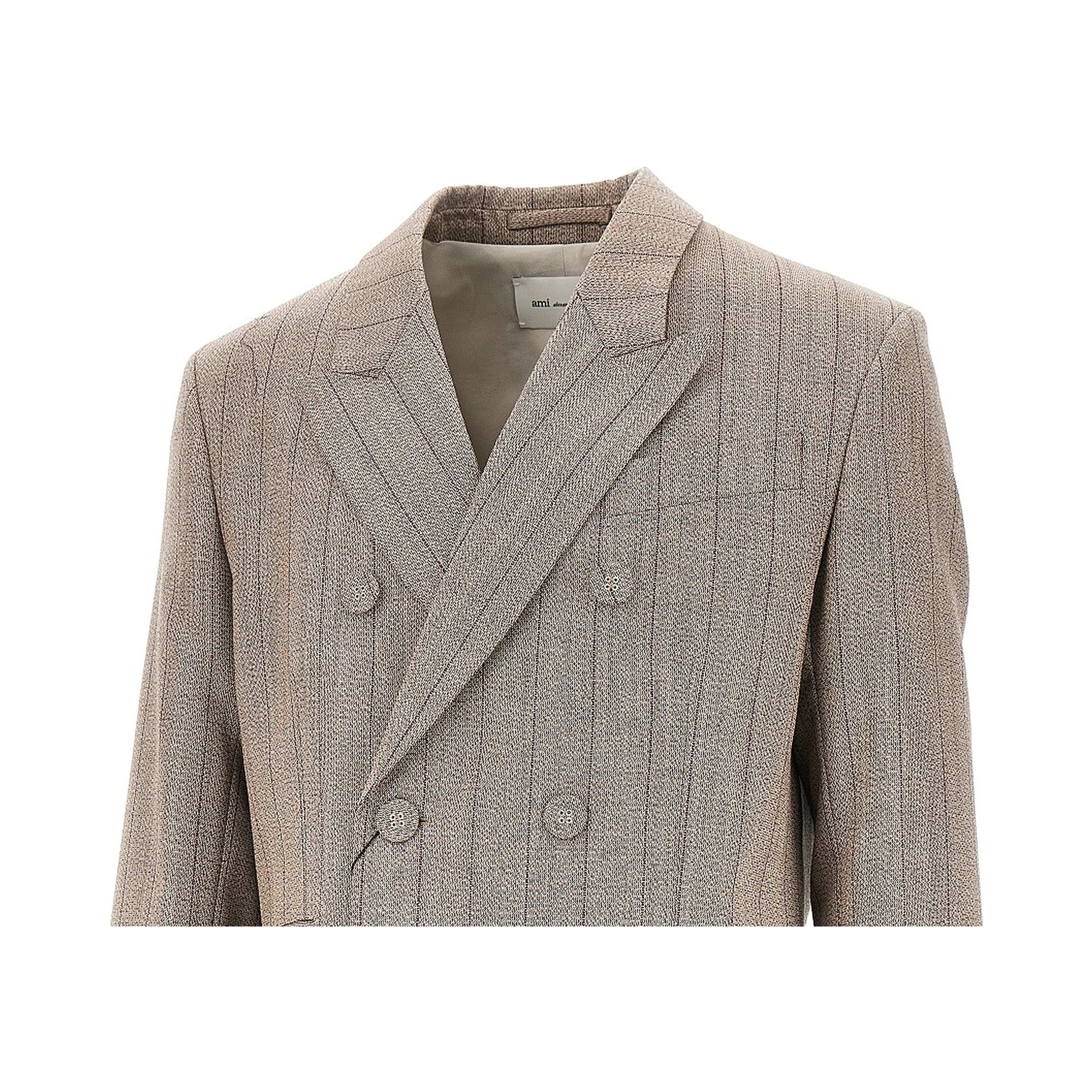 Double-breasted wool jacket with martingale