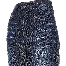 Creased denim midi skirt