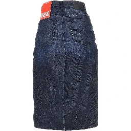 Creased denim midi skirt