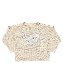 Sequinned heart cotton-blend sweater